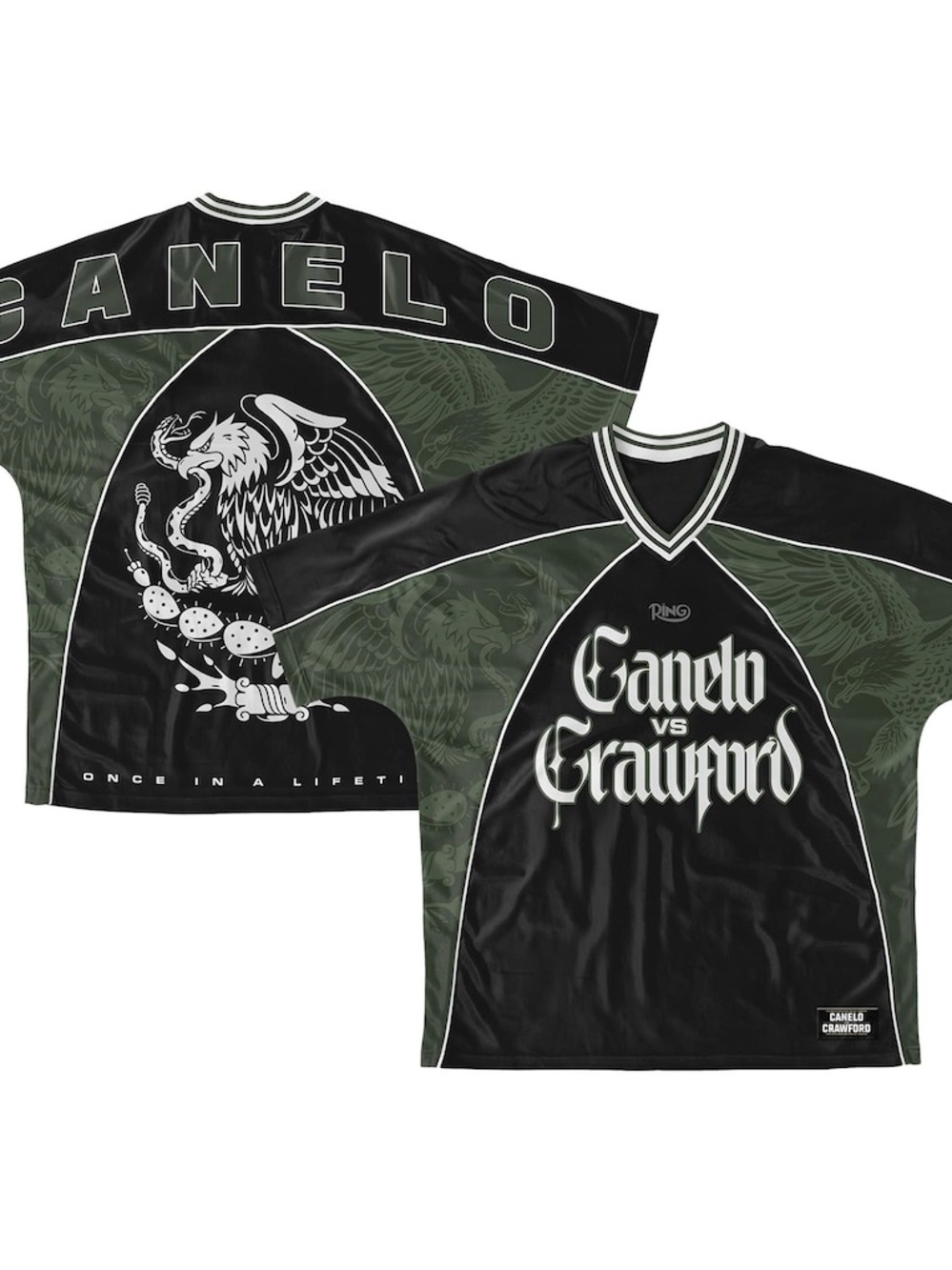 Canelo vs Crawford Soccer Jersey Green Black Size XL NWT Boxing Fight Merch